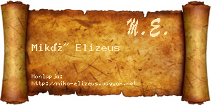 Mikó Elizeus névjegykártya